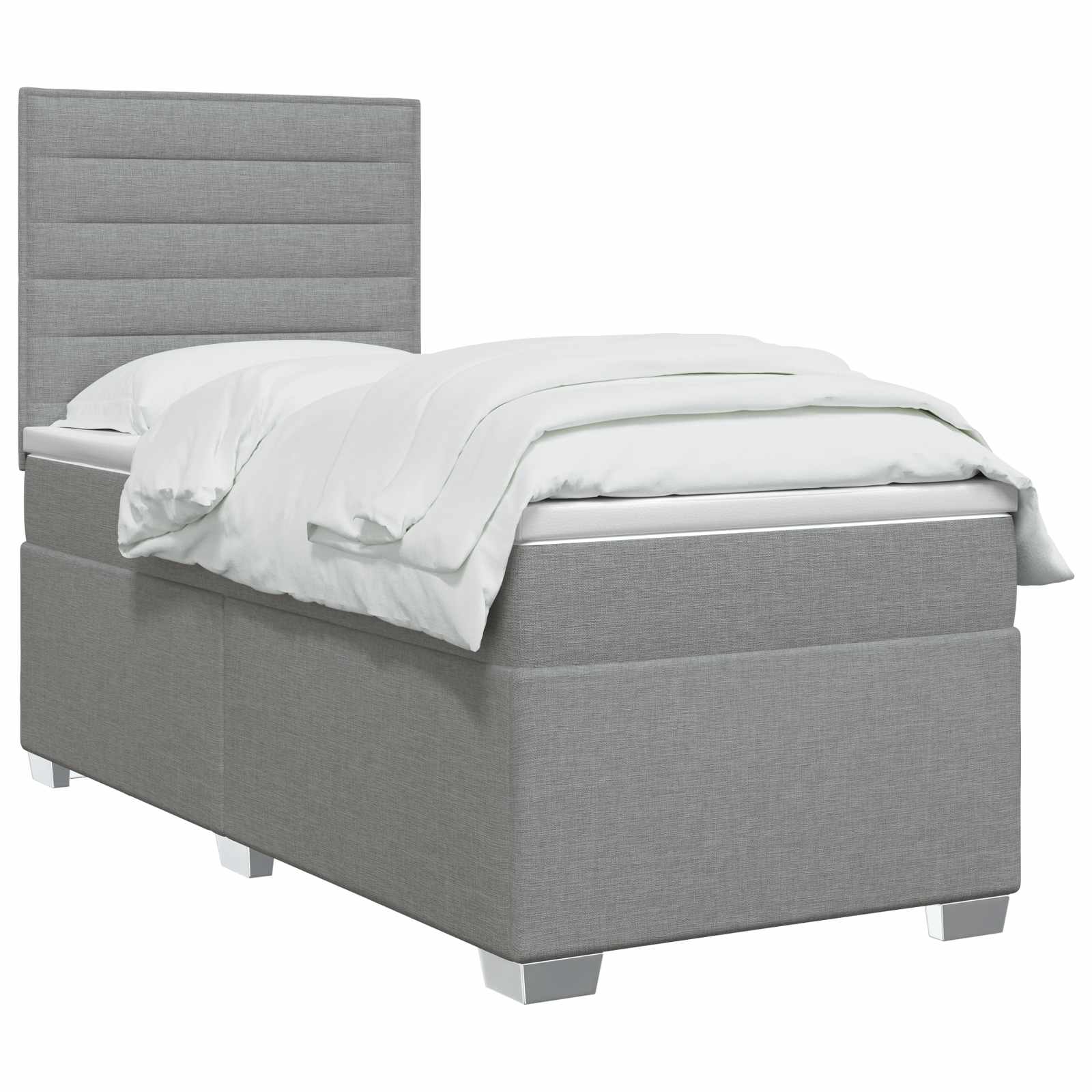 Lit boxspring avec matelas Gris clair 100 x 200 cm Tissu