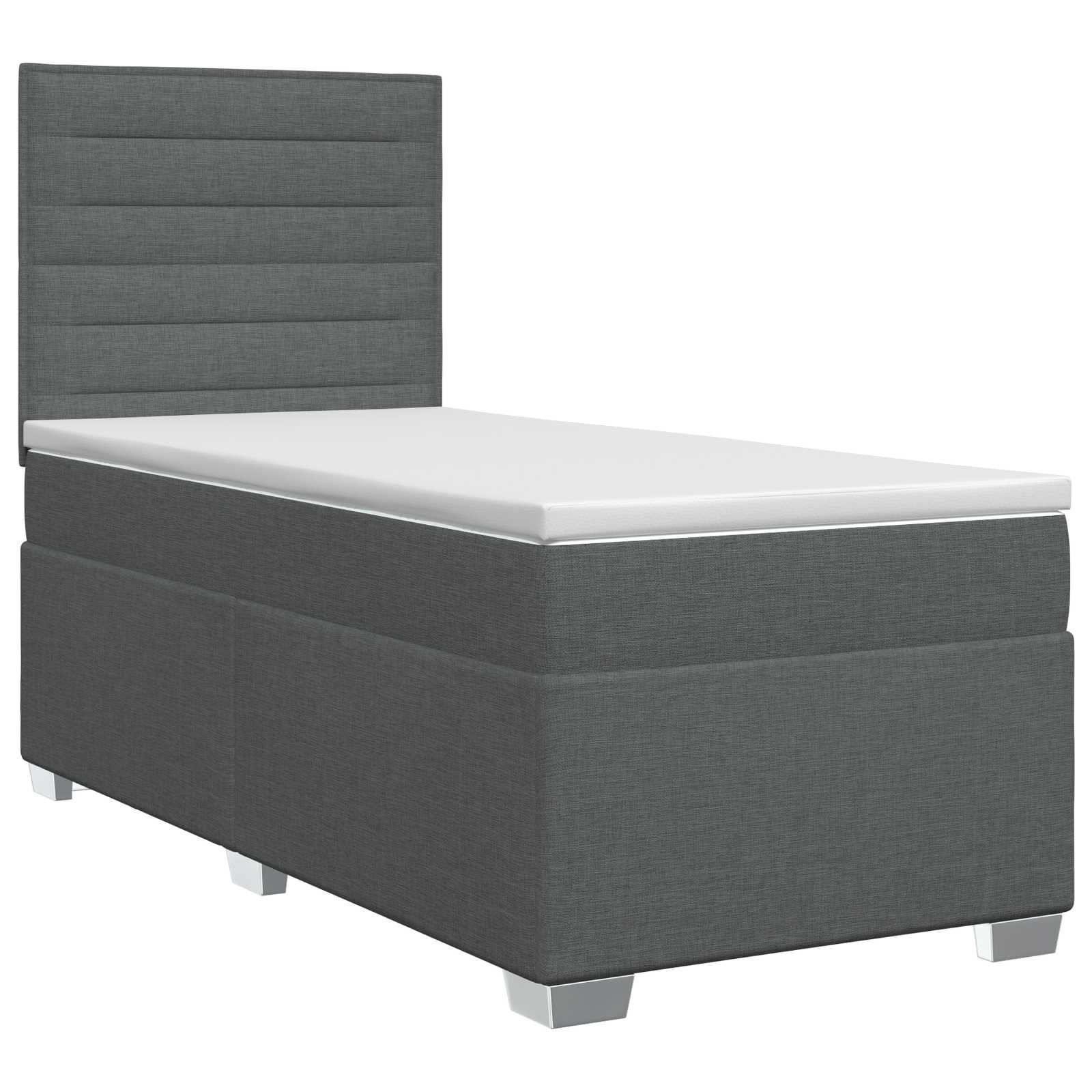 Lit boxspring avec matelas Gris foncé 100 x 200 cm Tissu