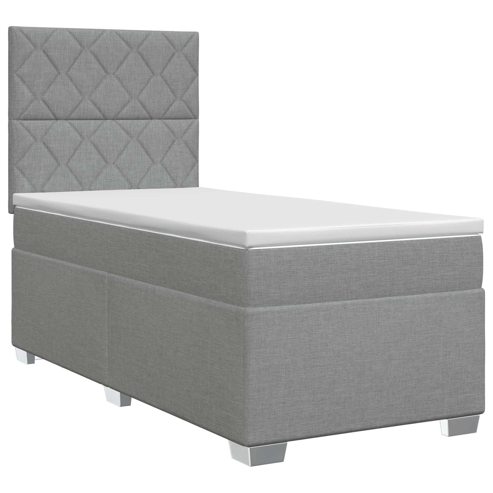 Lit boxspring avec matelas Gris clair 100 x 200 cm Tissu