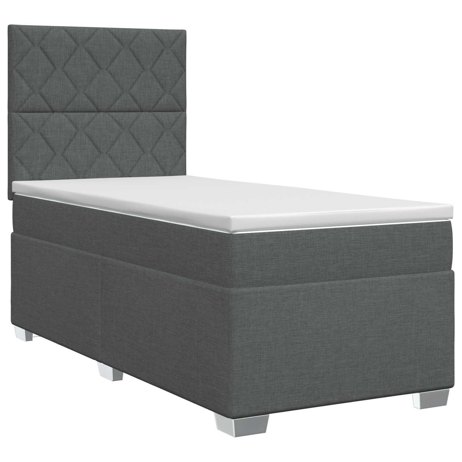 Lit boxspring avec matelas Gris foncé 100 x 200 cm Tissu