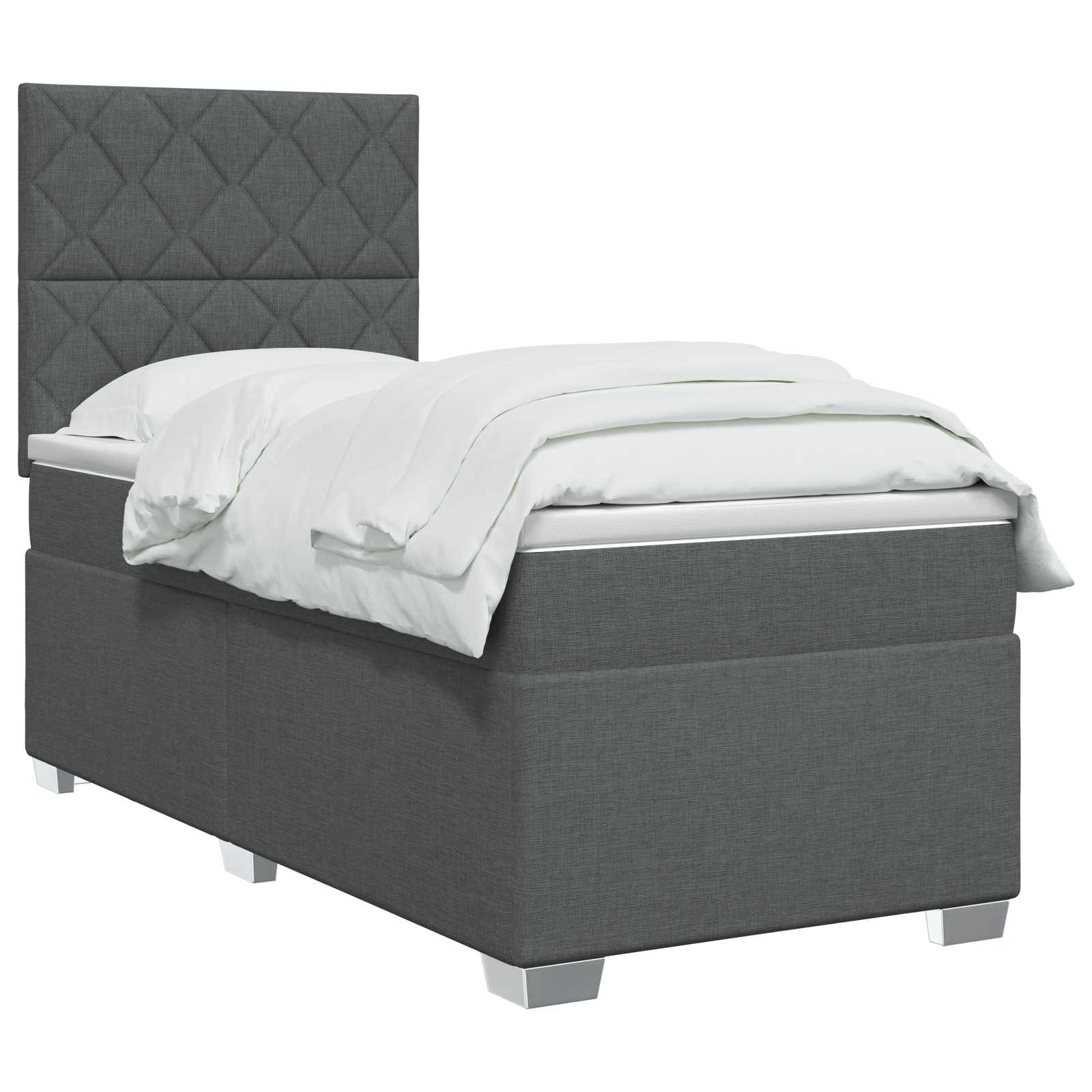 Lit boxspring avec matelas Gris foncé 100 x 200 cm Tissu