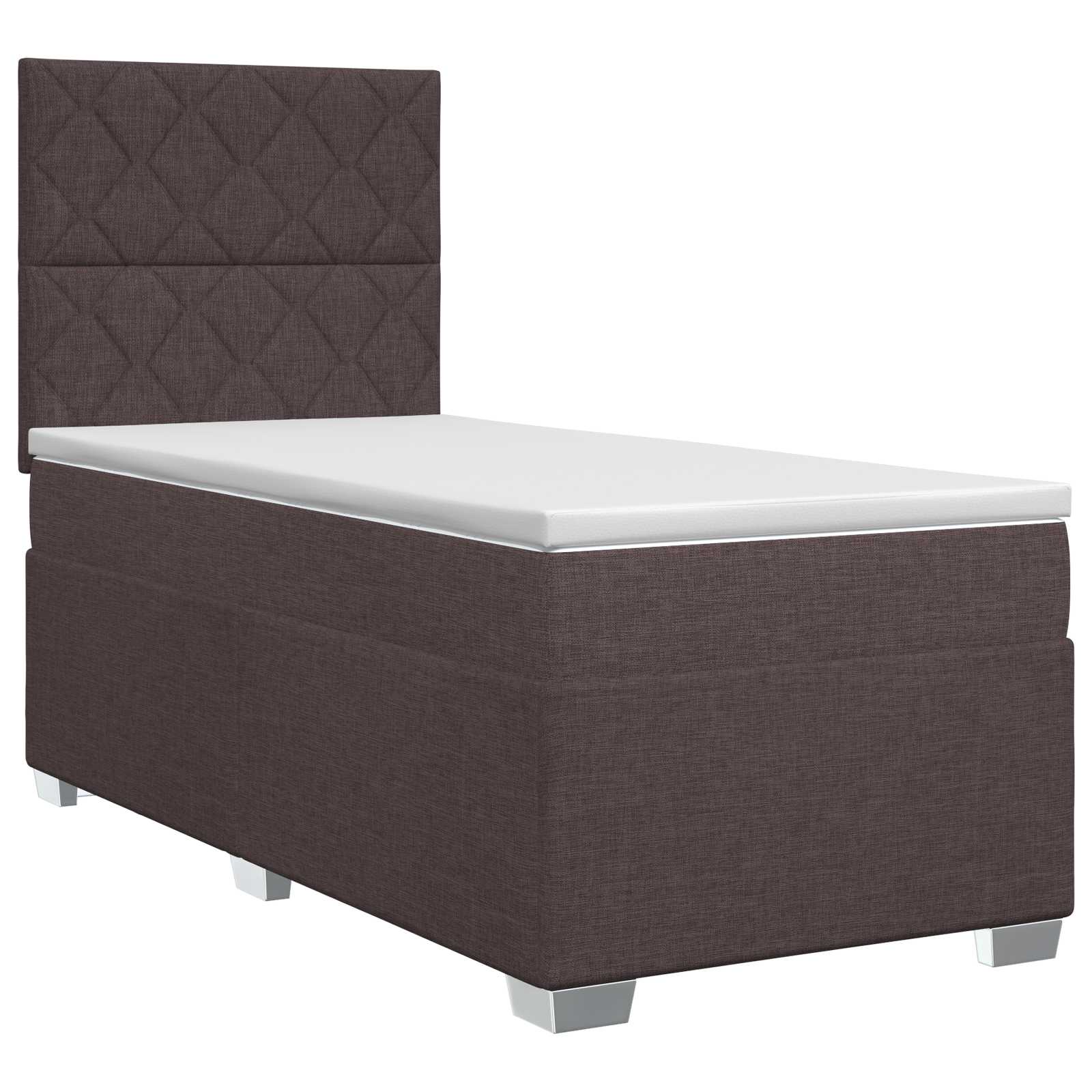 Lit boxspring avec matelas Marron foncé 100 x 200 cm Tissu