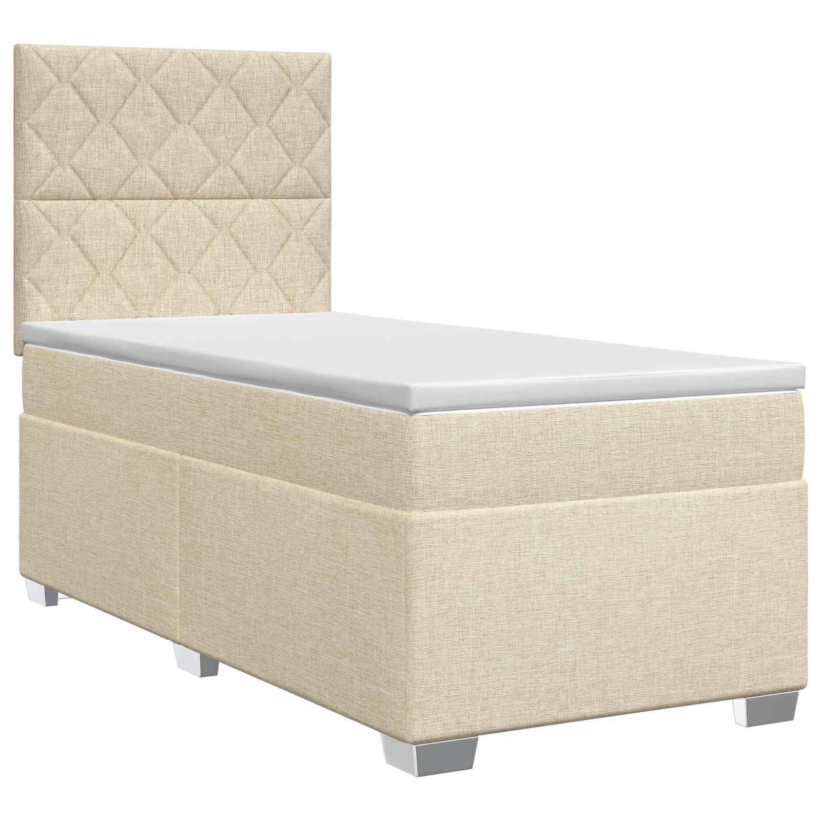 Lit boxspring avec matelas Crème 100 x 200 cm Tissu