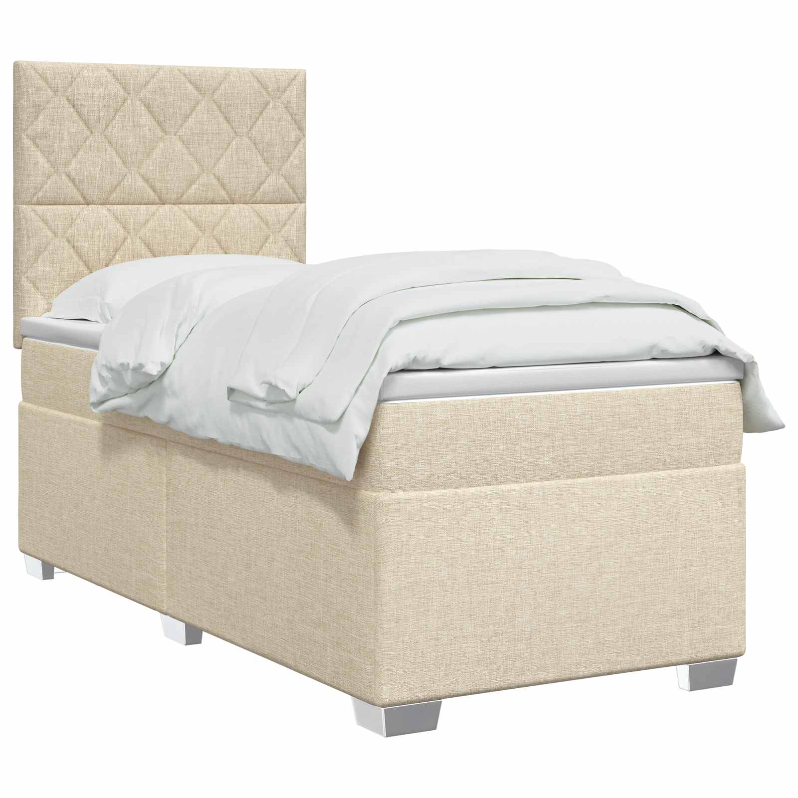 Lit boxspring avec matelas Crème 100 x 200 cm Tissu