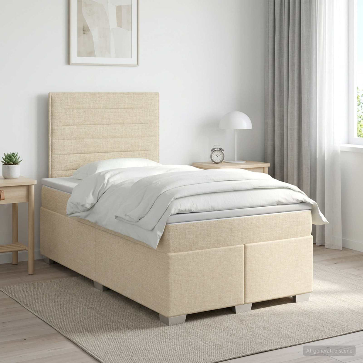 Lit boxspring avec matelas Marron foncé 120 x 190 cm Tissu