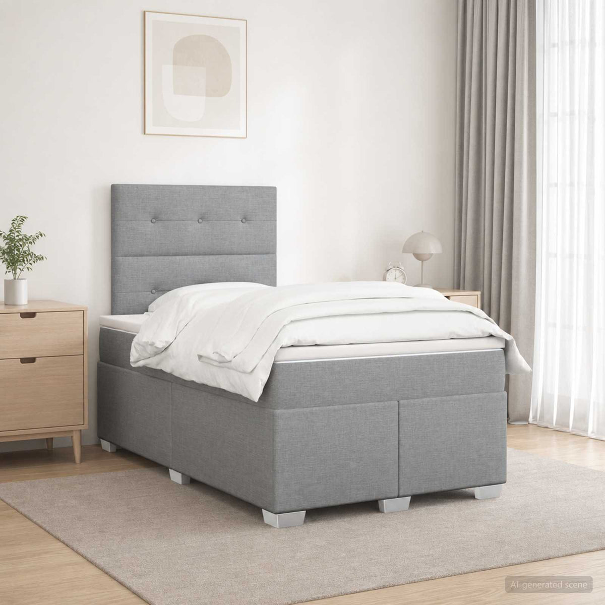 Lit boxspring avec matelas Gris clair 120 x 190 cm Tissu