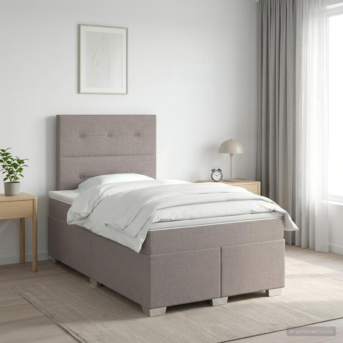 Lit boxspring avec matelas Taupe 120 x 190 cm Tissu