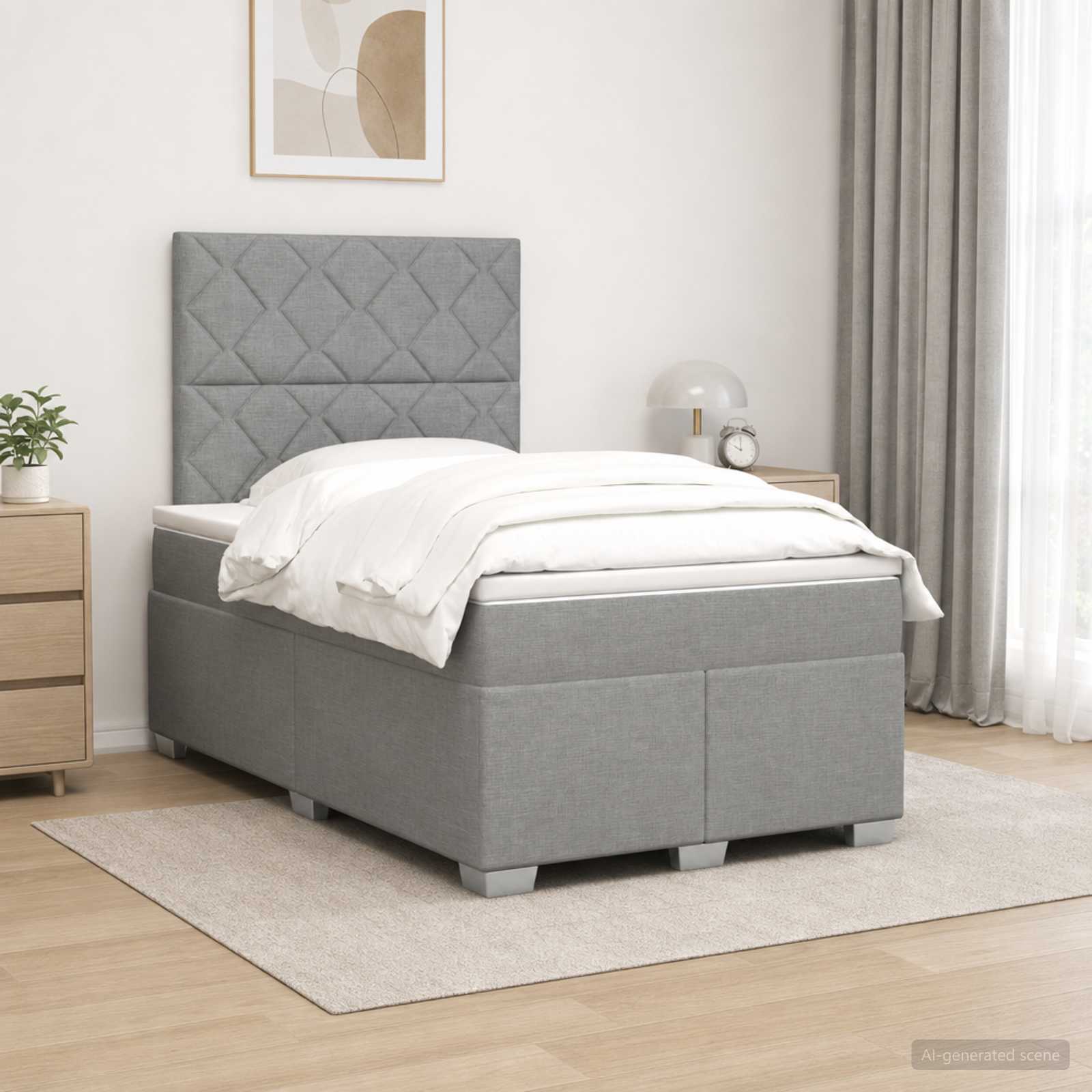 Lit boxspring avec matelas Gris clair 120 x 190 cm Tissu