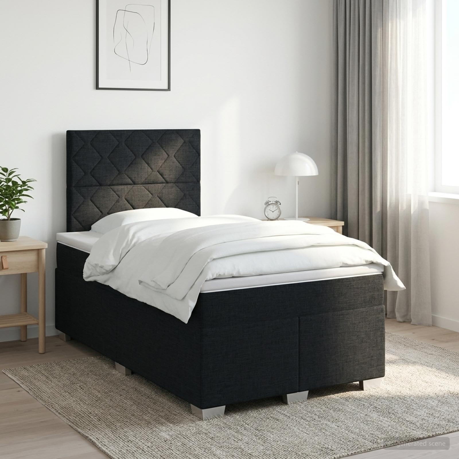 Lit boxspring avec matelas Noir 120 x 190 cm Tissu