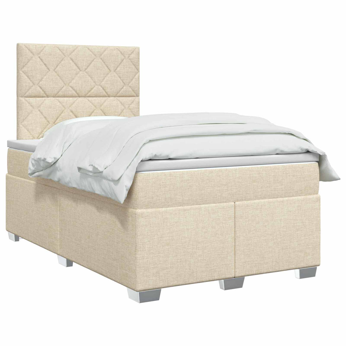 Lit boxspring avec matelas Crème 120 x 190 cm Tissu