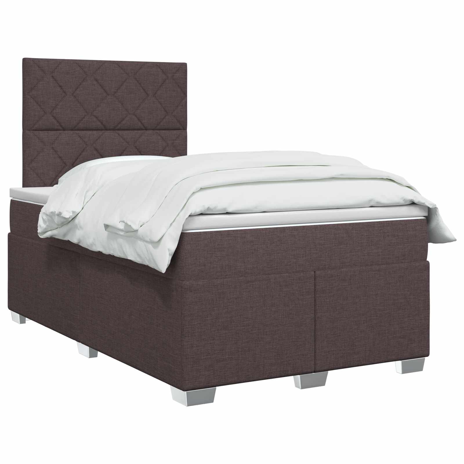 Lit boxspring avec matelas Marron foncé 120 x 200 cm Tissu