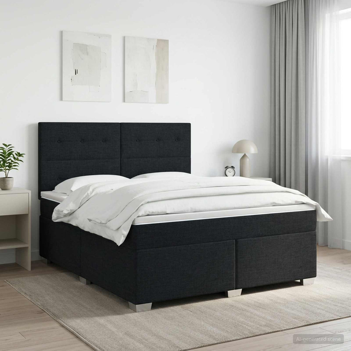 Lit boxspring avec matelas Noir 140 x 200 cm Tissu