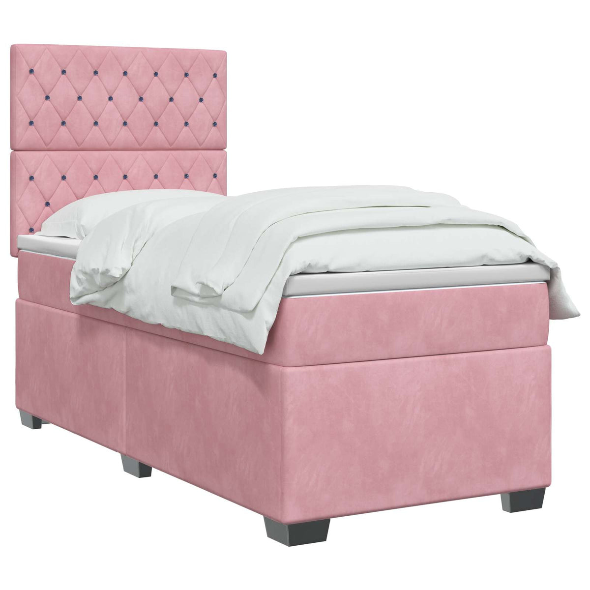 Lit boxspring avec matelas Rose 80 x 200 cm Velours