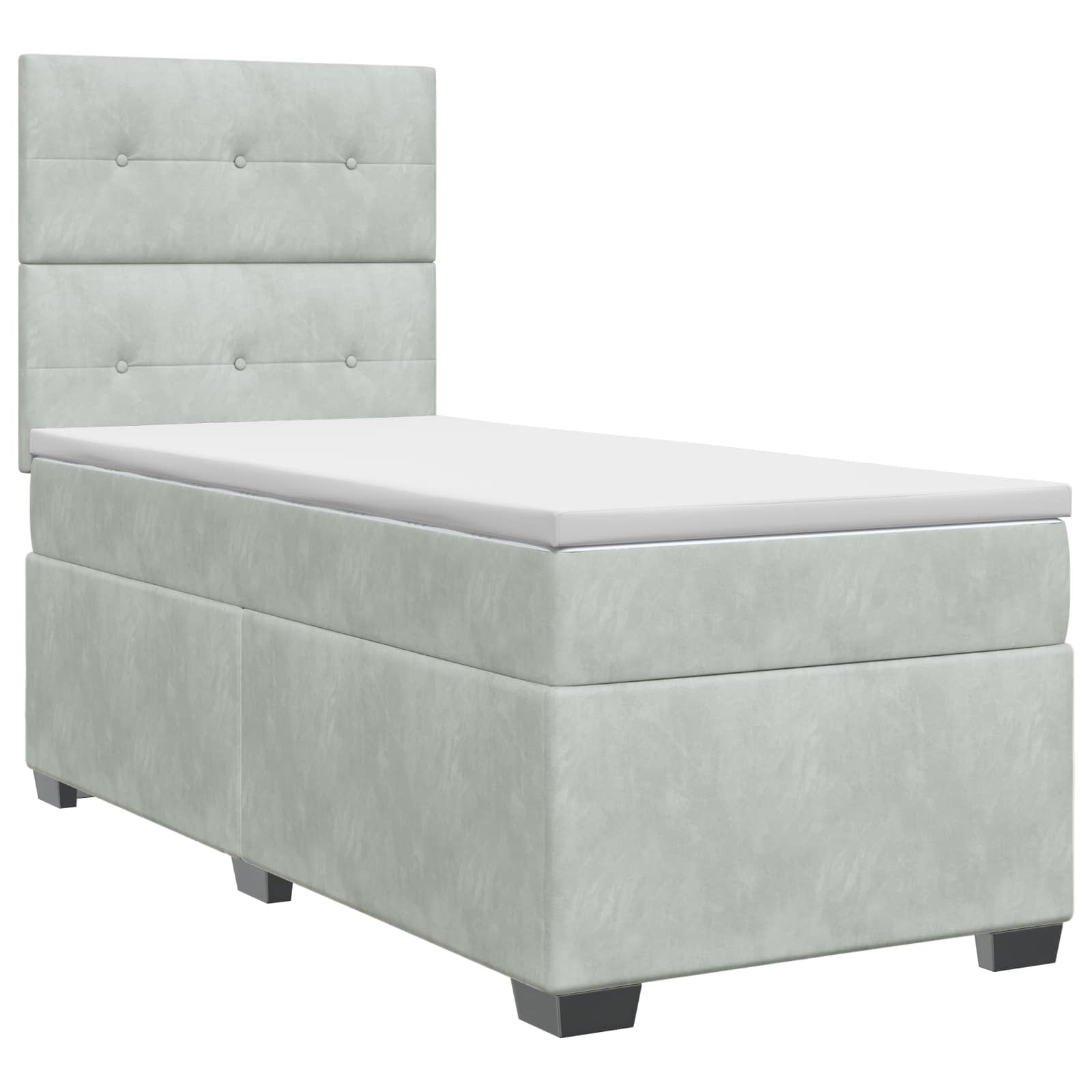Lit boxspring avec matelas Gris clair 80 x 200 cm Velours