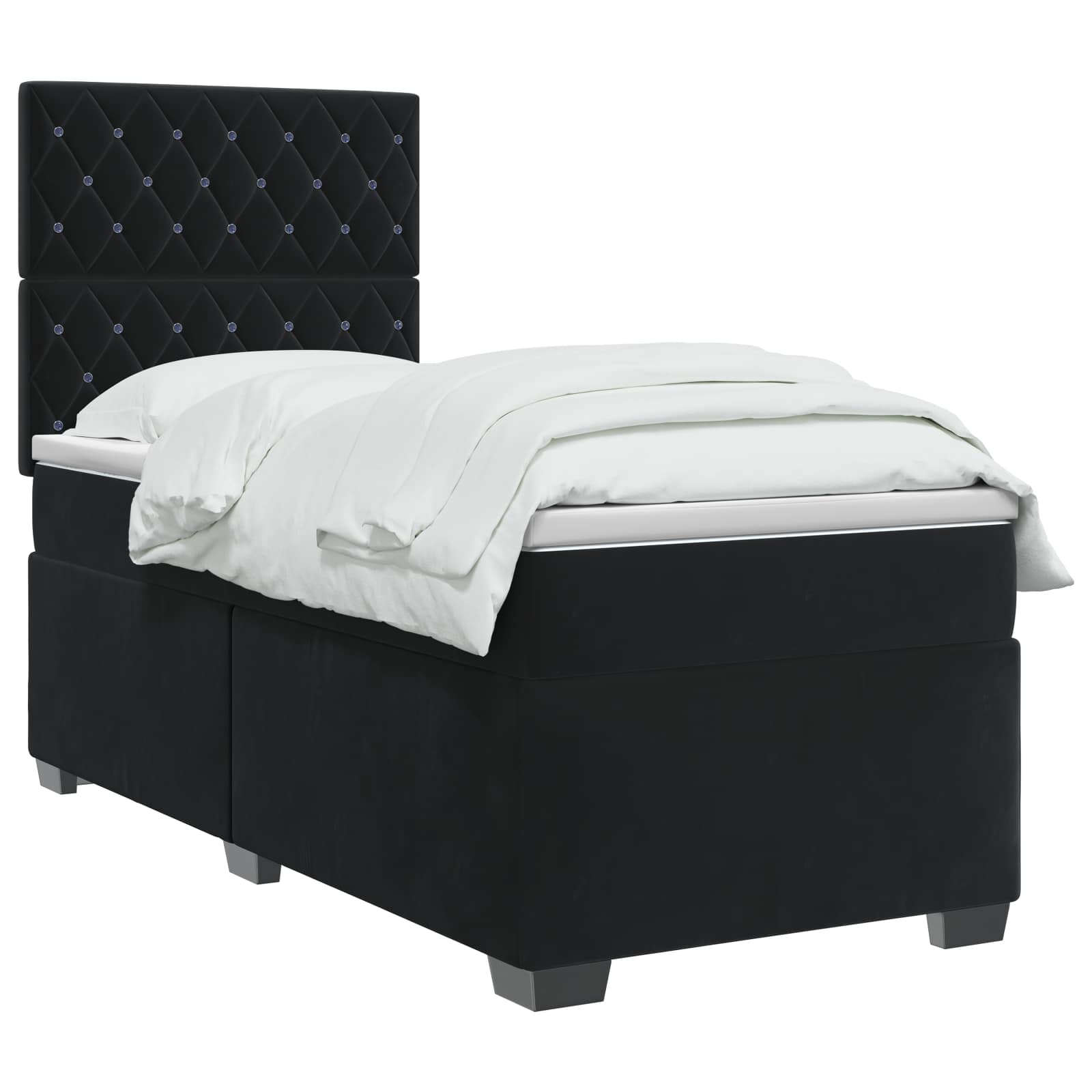 Lit boxspring avec matelas Noir 100 x 200 cm Velours