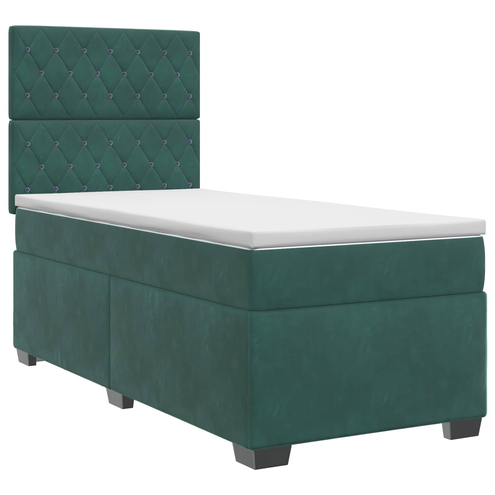 Lit boxspring avec matelas Vert foncé 100 x 200 cm Velours - XIOS