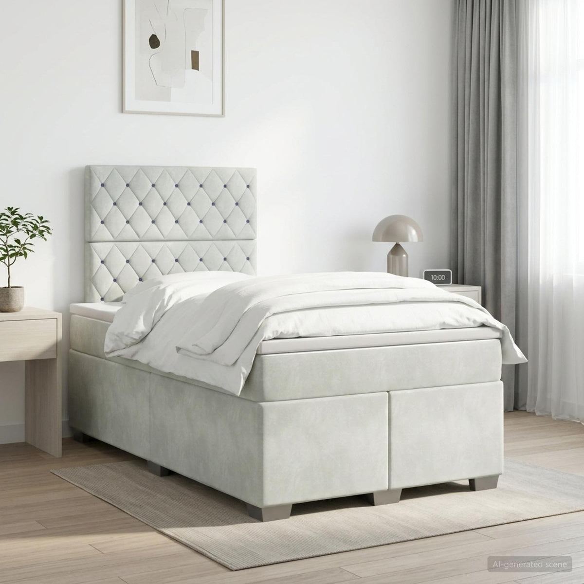 Lit boxspring avec matelas Gris clair 120 x 200 cm Velours