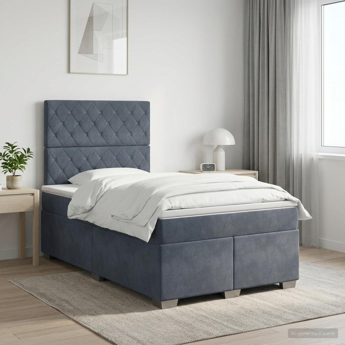 Lit boxspring avec matelas Gris foncé 120 x 190 cm Velours