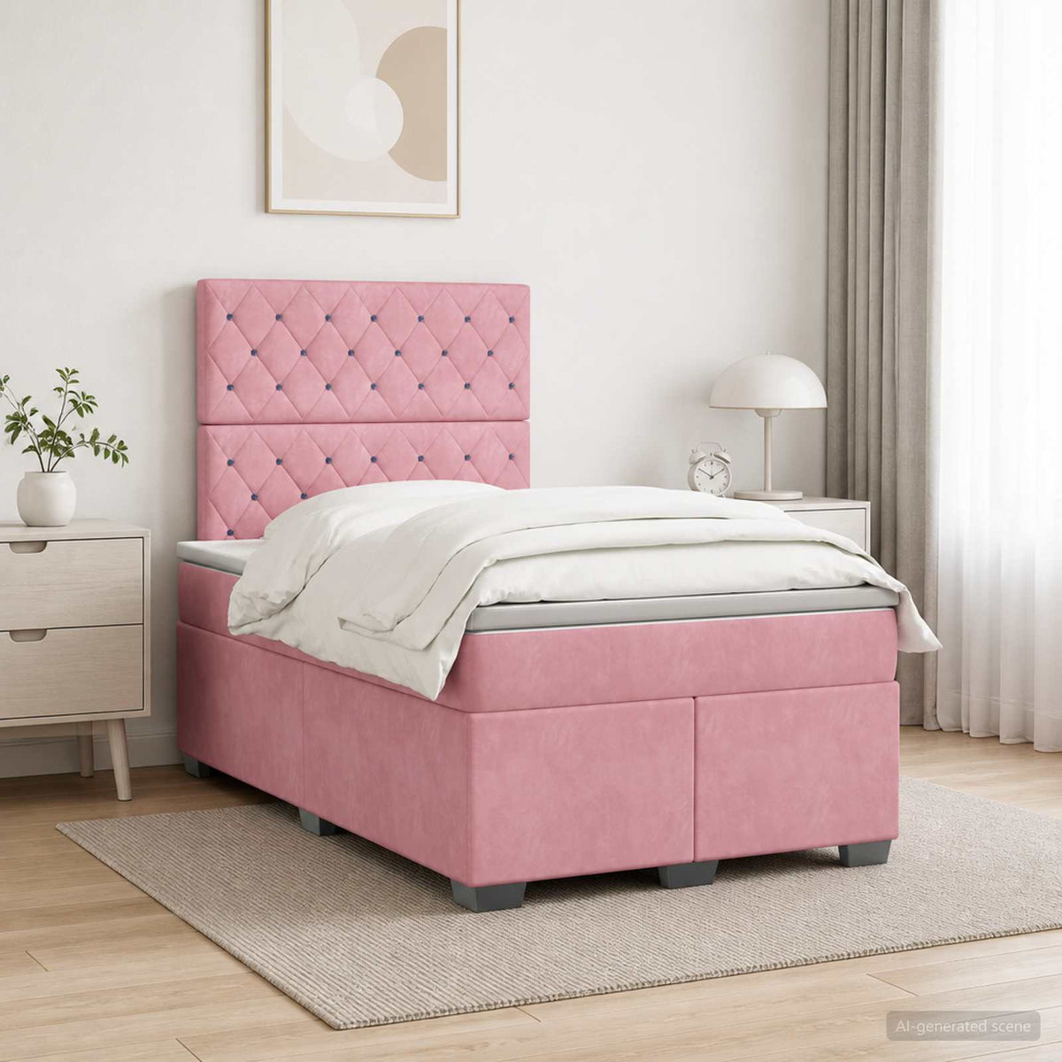 Lit boxspring avec matelas Rose 120 x 200 cm Velours