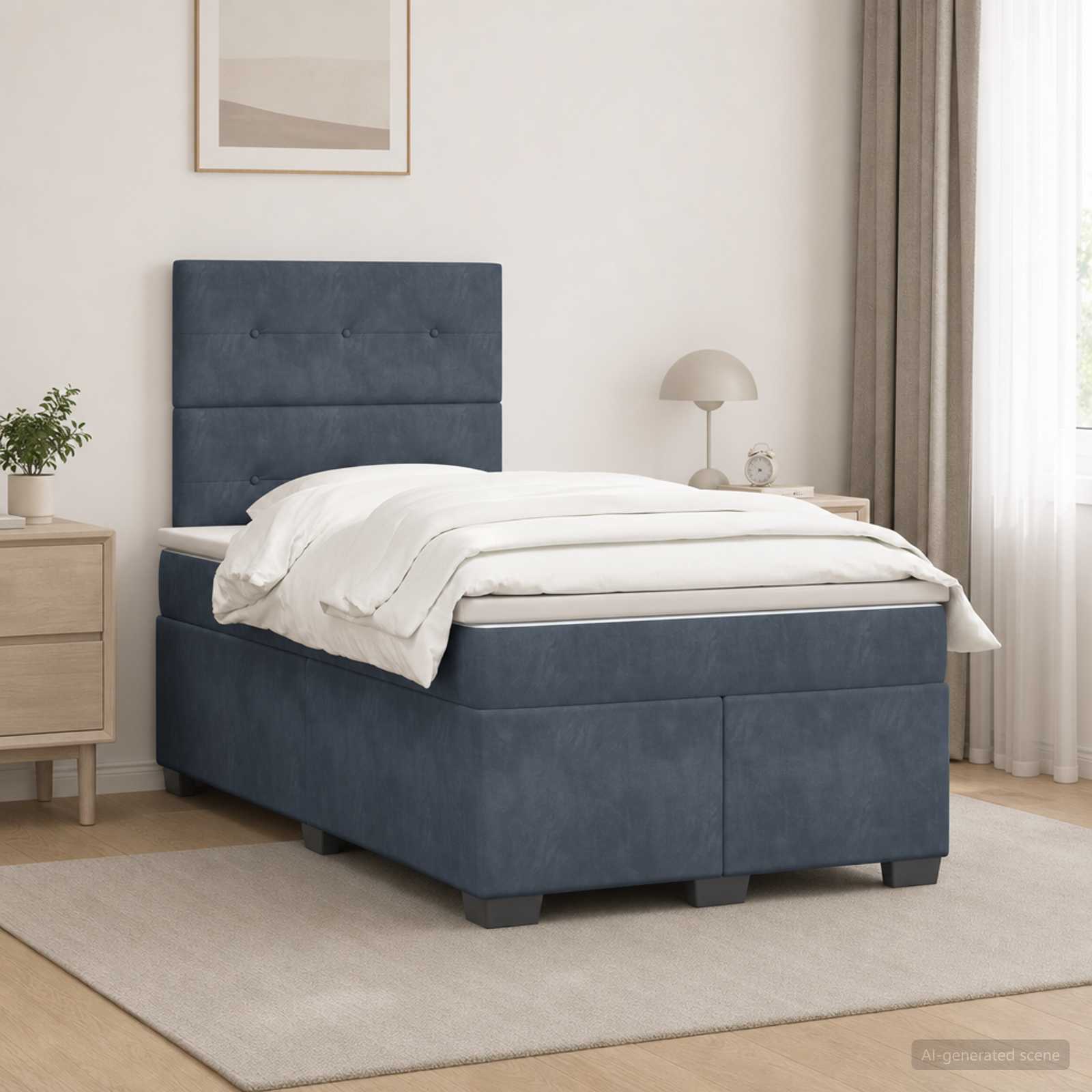 Lit boxspring avec matelas Gris foncé 120 x 200 cm Velours