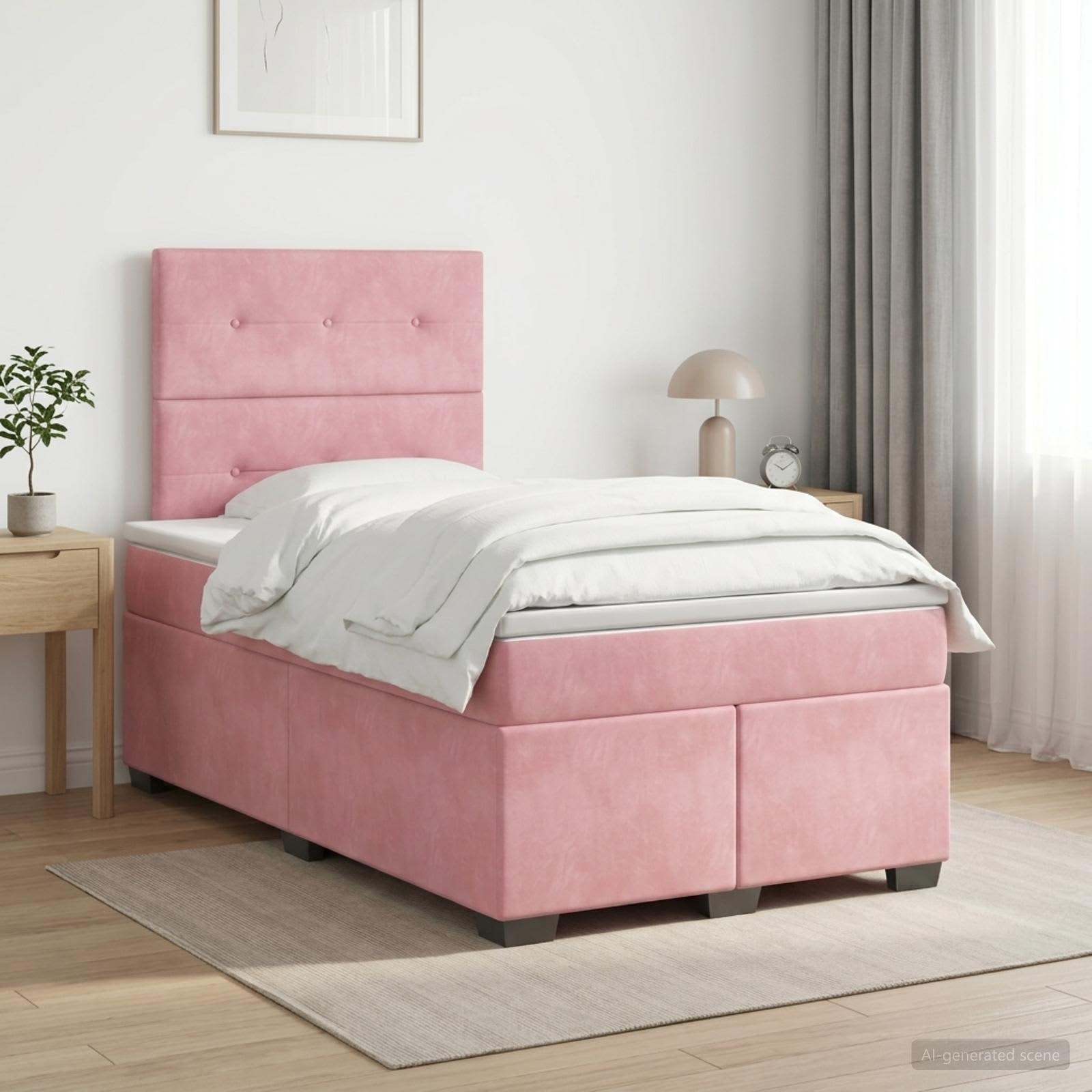 Lit boxspring avec matelas Rose 120 x 200 cm Velours