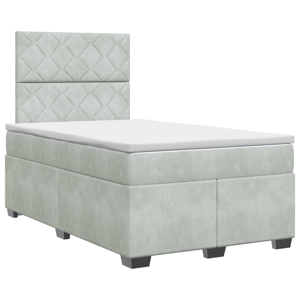 Lit boxspring avec matelas Gris clair 120 x 190 cm Velours