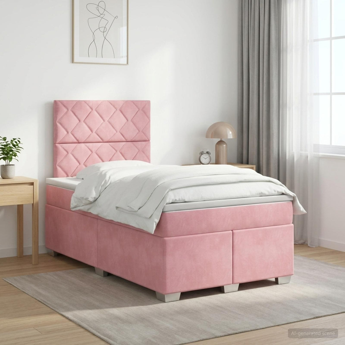 Lit boxspring avec matelas Rose 120 x 200 cm Velours