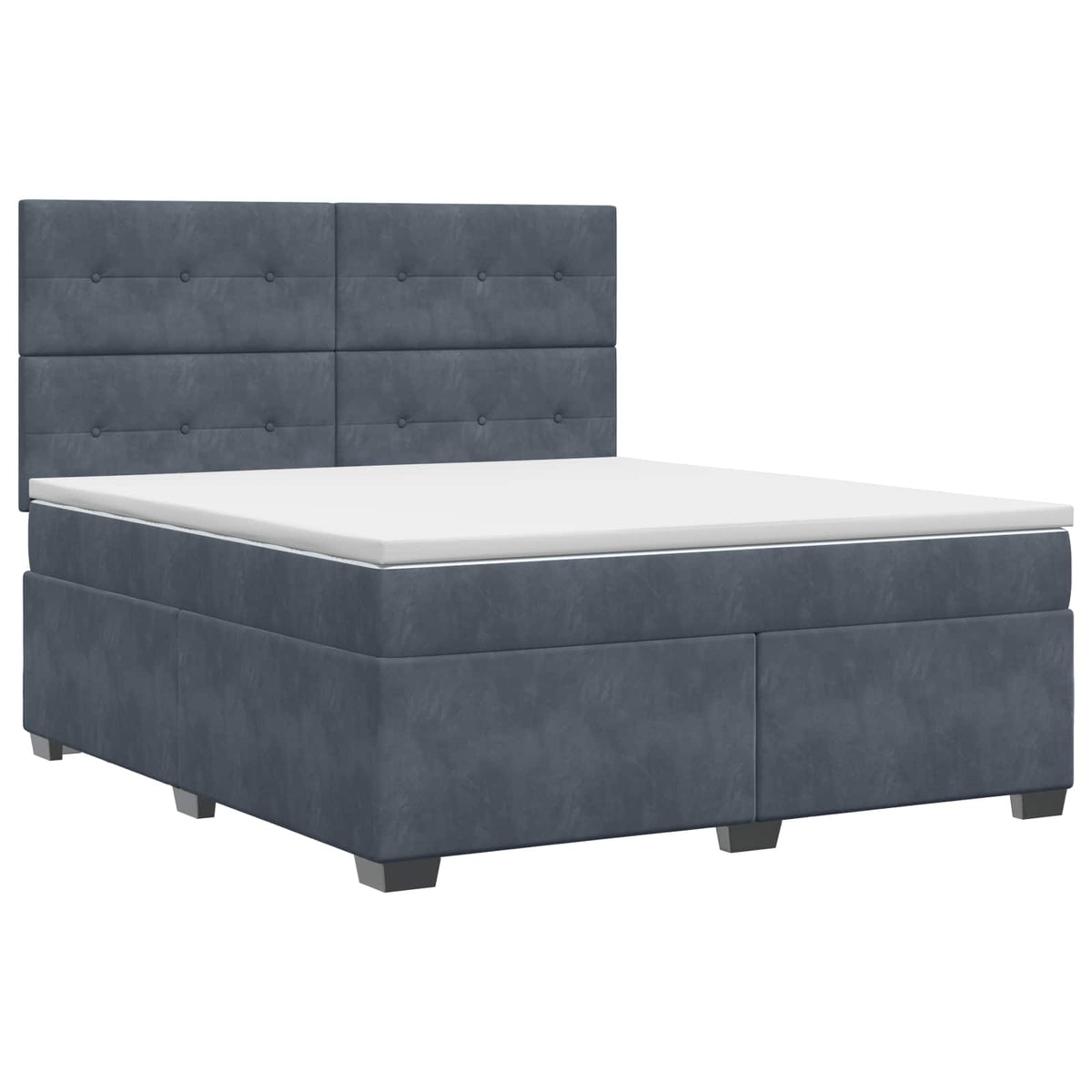 Lit boxspring avec matelas Gris foncé 140 x 190 cm Velours