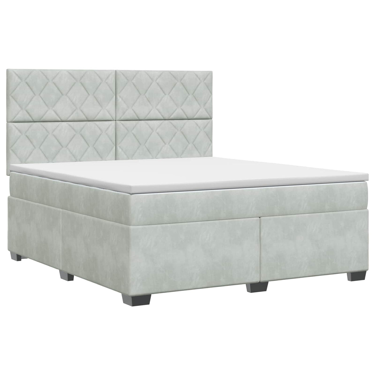 Lit boxspring avec matelas Gris clair 140 x 190 cm Velours