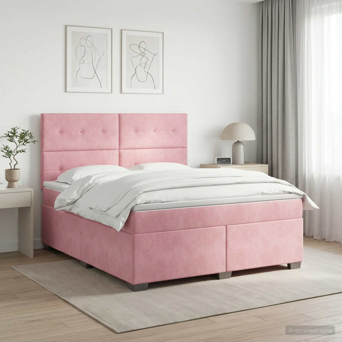 Lit boxspring avec matelas Rose 140 x 200 cm Velours