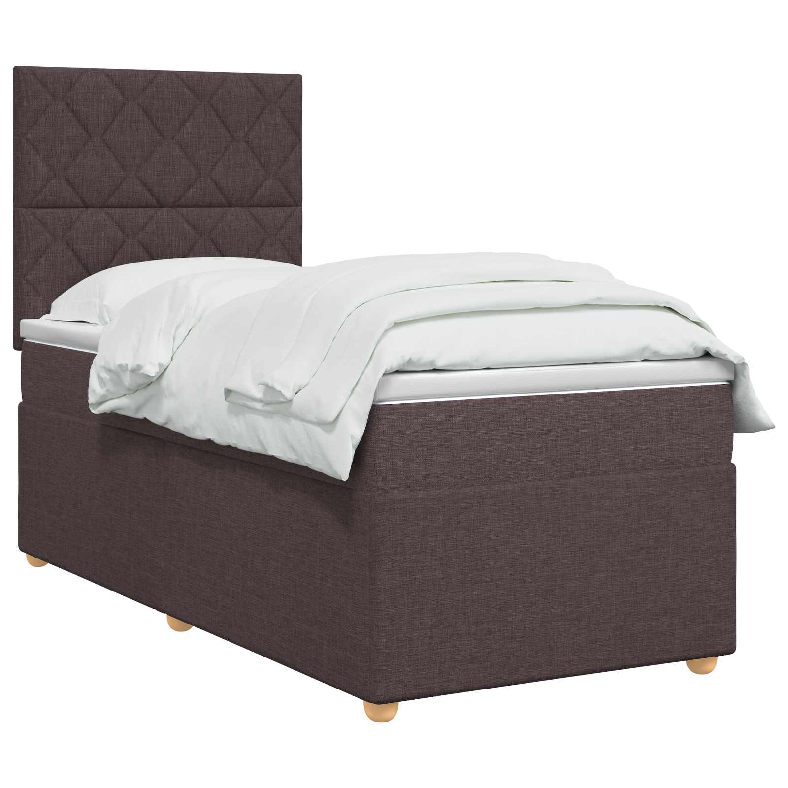 Lit boxspring avec matelas Marron foncé 80 x 200 cm Tissu