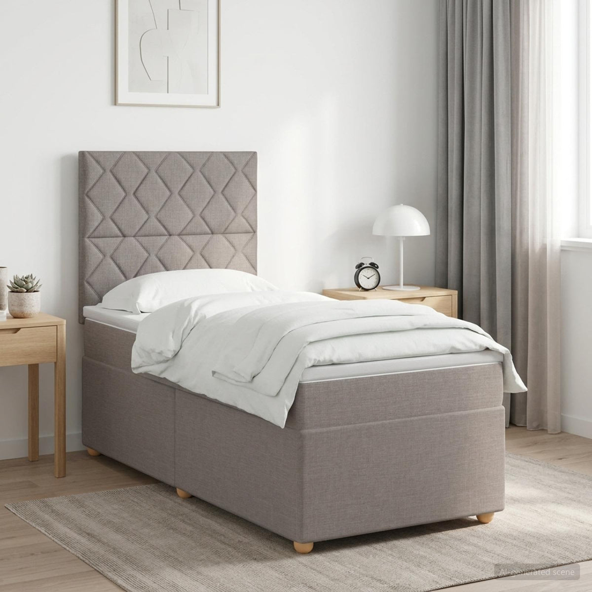 Lit boxspring avec matelas Taupe 90 x 200 cm Tissu