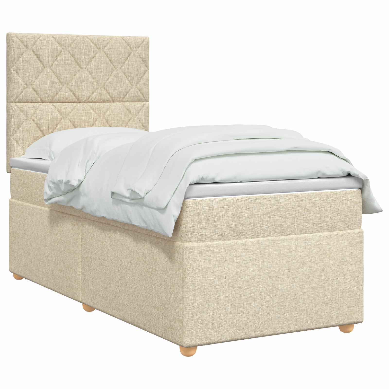 Lit boxspring avec matelas Crème 80 x 200 cm Tissu