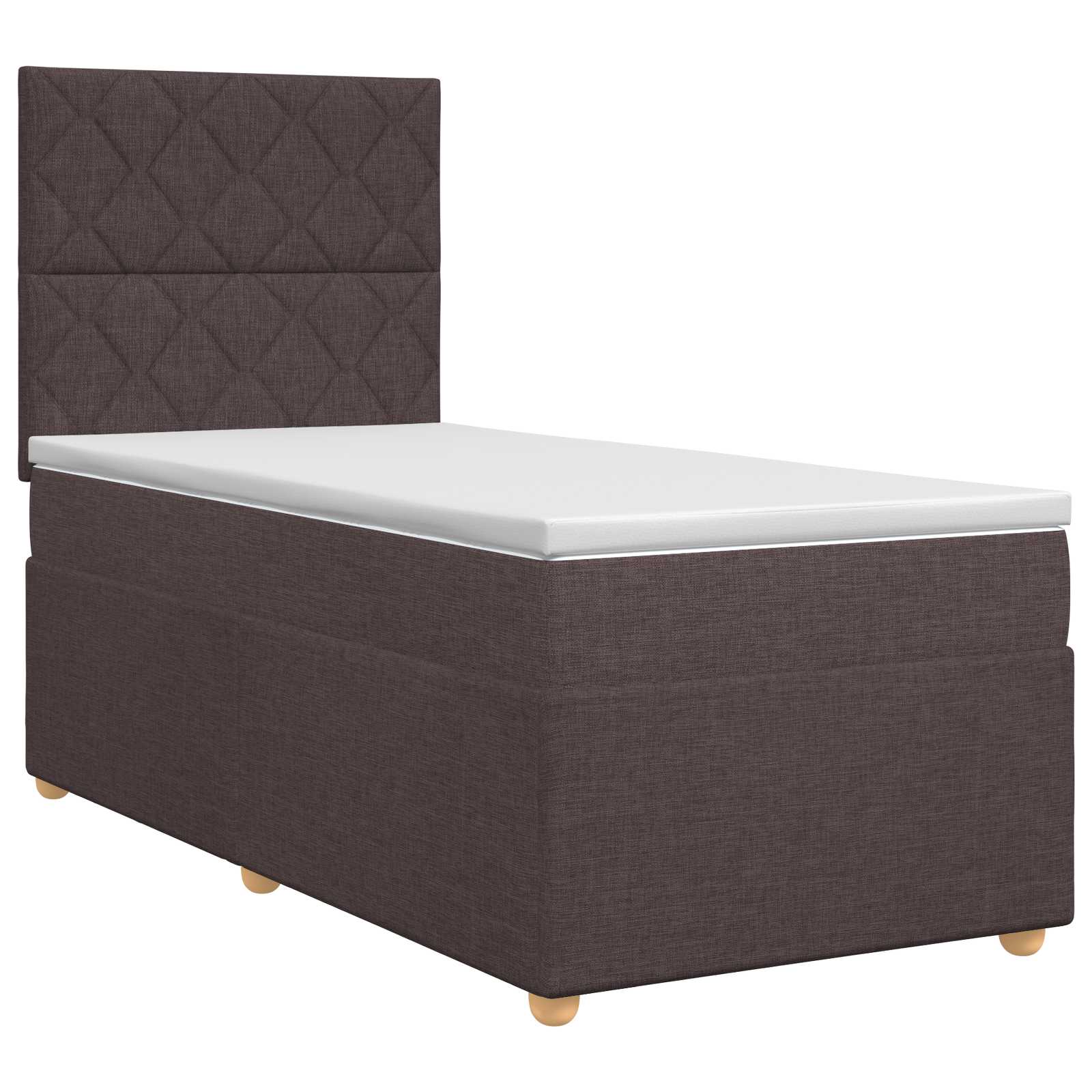 Lit boxspring avec matelas Marron foncé 90 x 200 cm Tissu