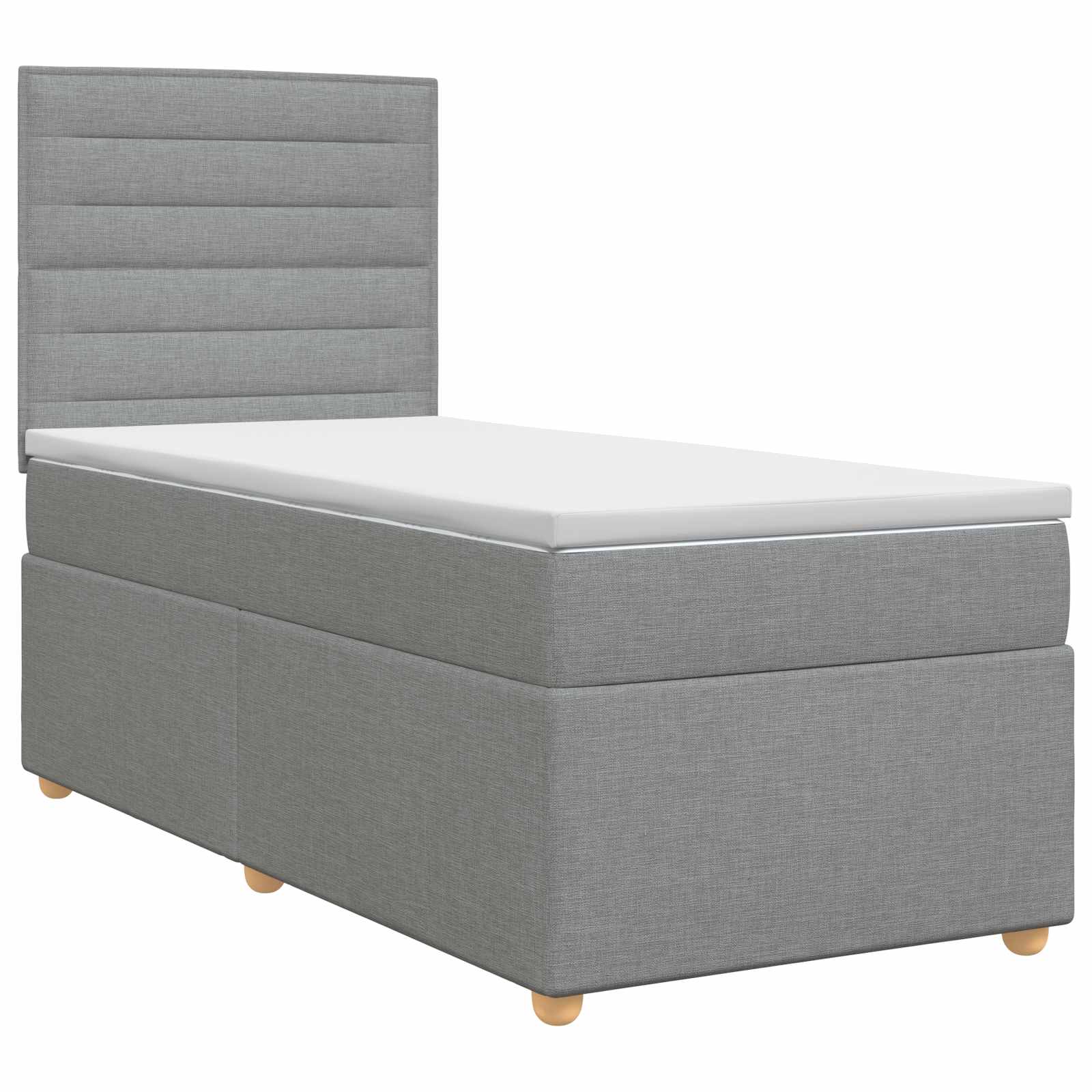 Lit boxspring avec matelas Gris clair 100 x 200 cm Tissu