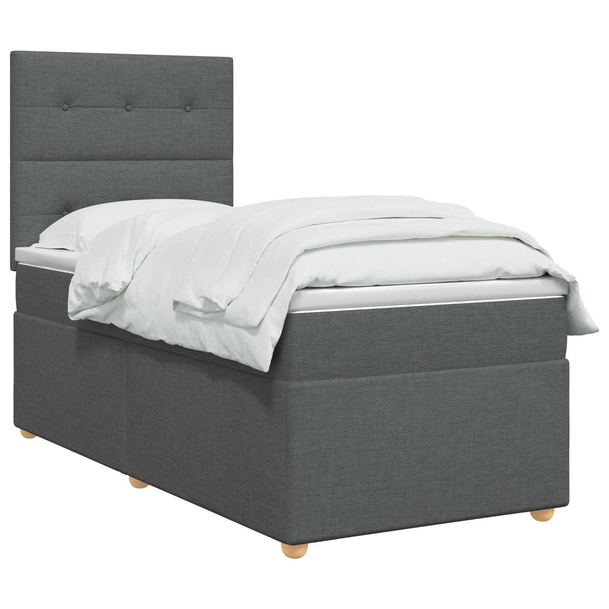 Lit boxspring avec matelas Gris foncé 100 x 200 cm Tissu