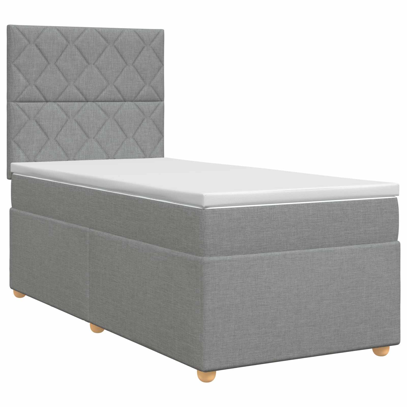 Lit boxspring avec matelas Gris clair 100 x 200 cm Tissu