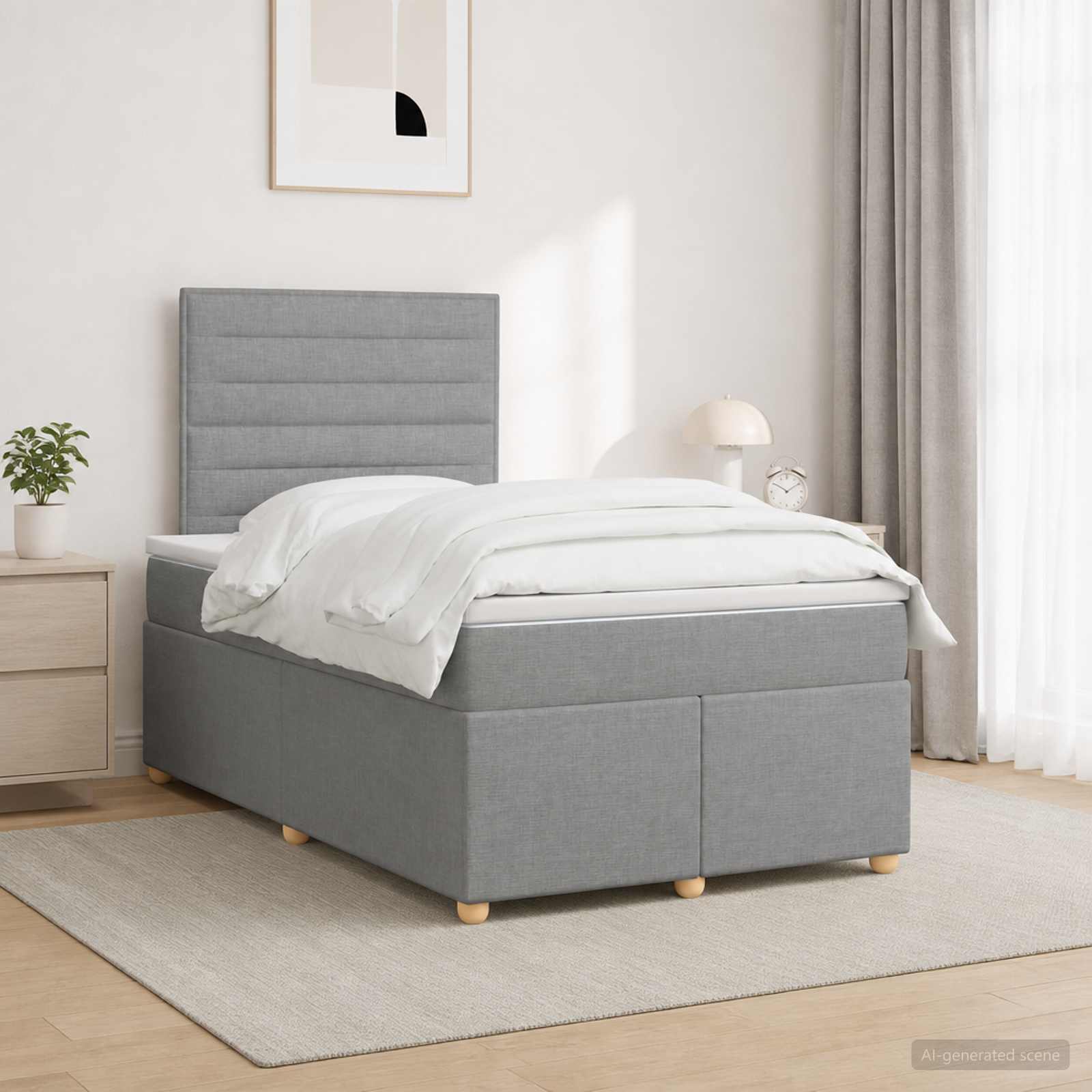 Lit boxspring avec matelas Gris clair 120 x 190 cm Tissu