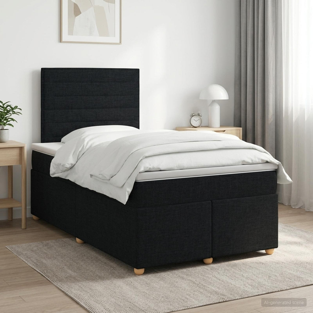 Lit boxspring avec matelas Noir 120 x 190 cm Tissu