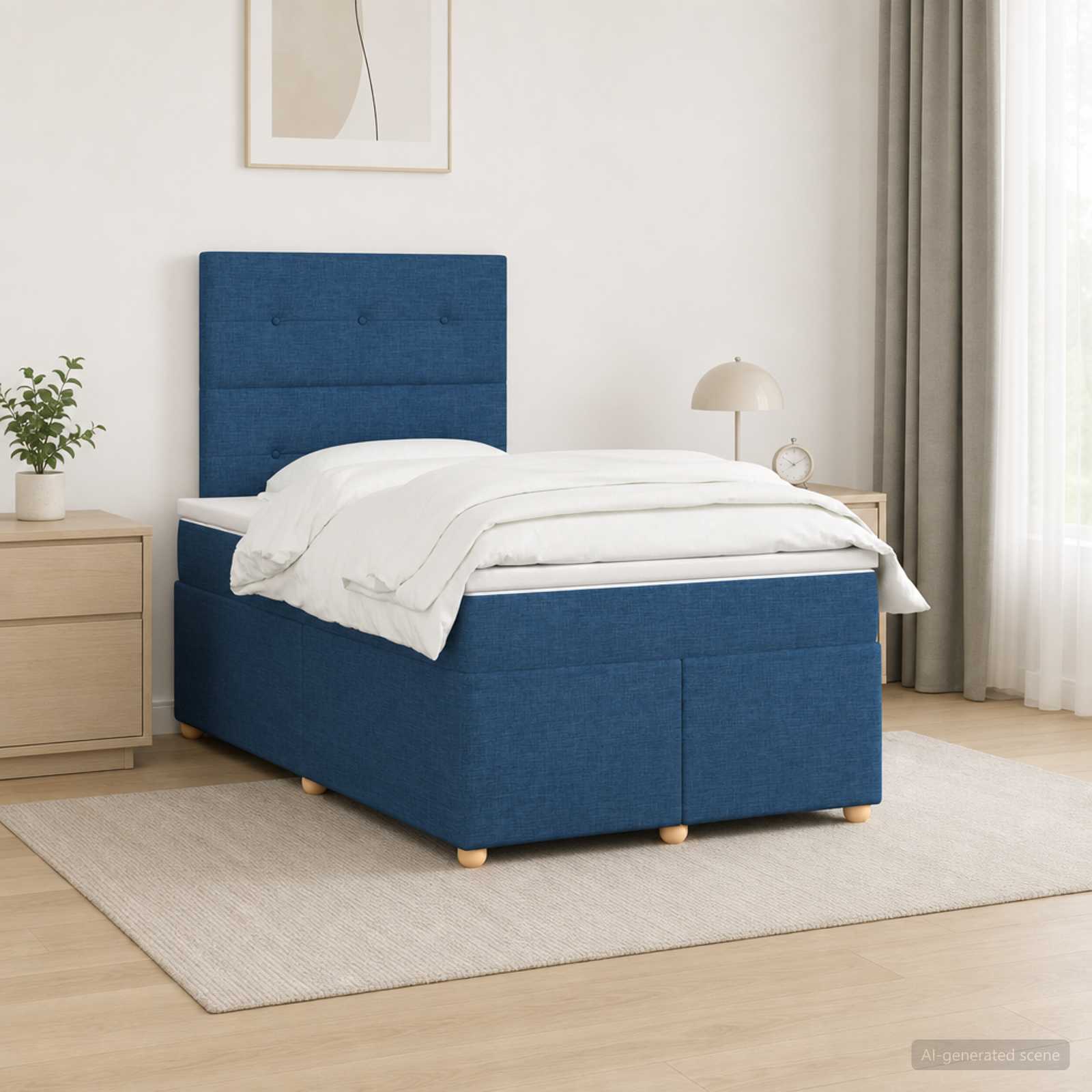 Lit boxspring avec matelas Bleu 120 x 190 cm Tissu