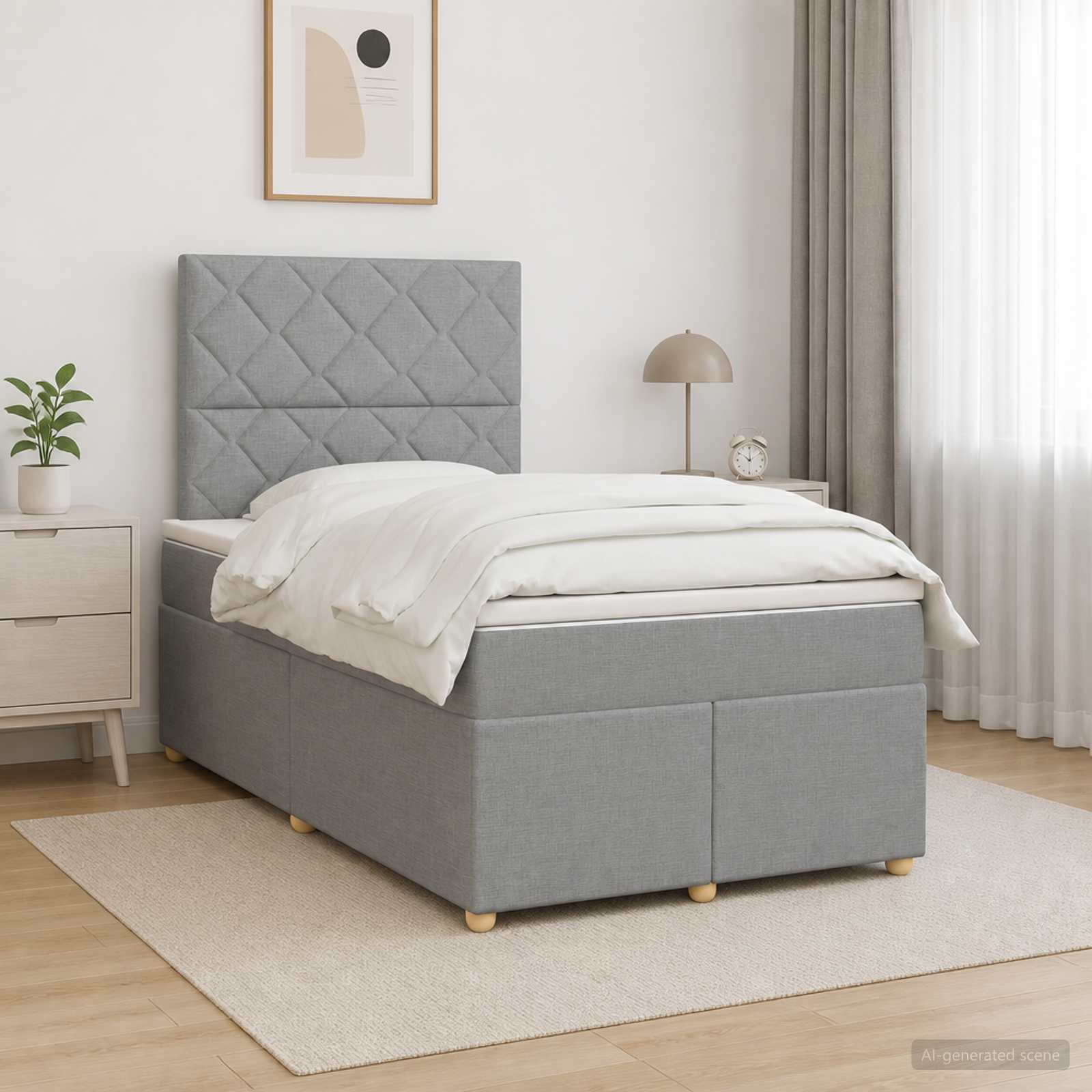 Lit boxspring avec matelas Gris clair 120 x 190 cm Tissu
