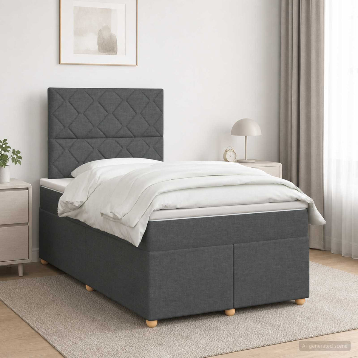 Lit boxspring avec matelas Gris foncé 120 x 190 cm Tissu