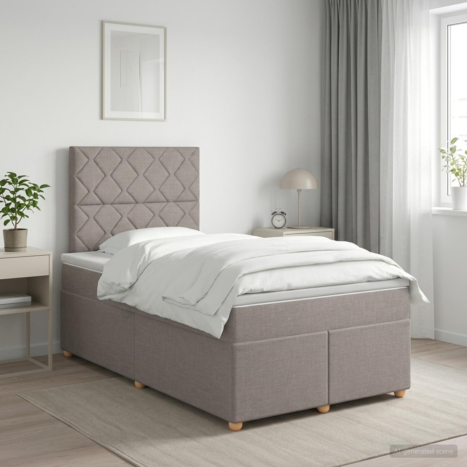 Lit boxspring avec matelas Taupe 120 x 190 cm Tissu