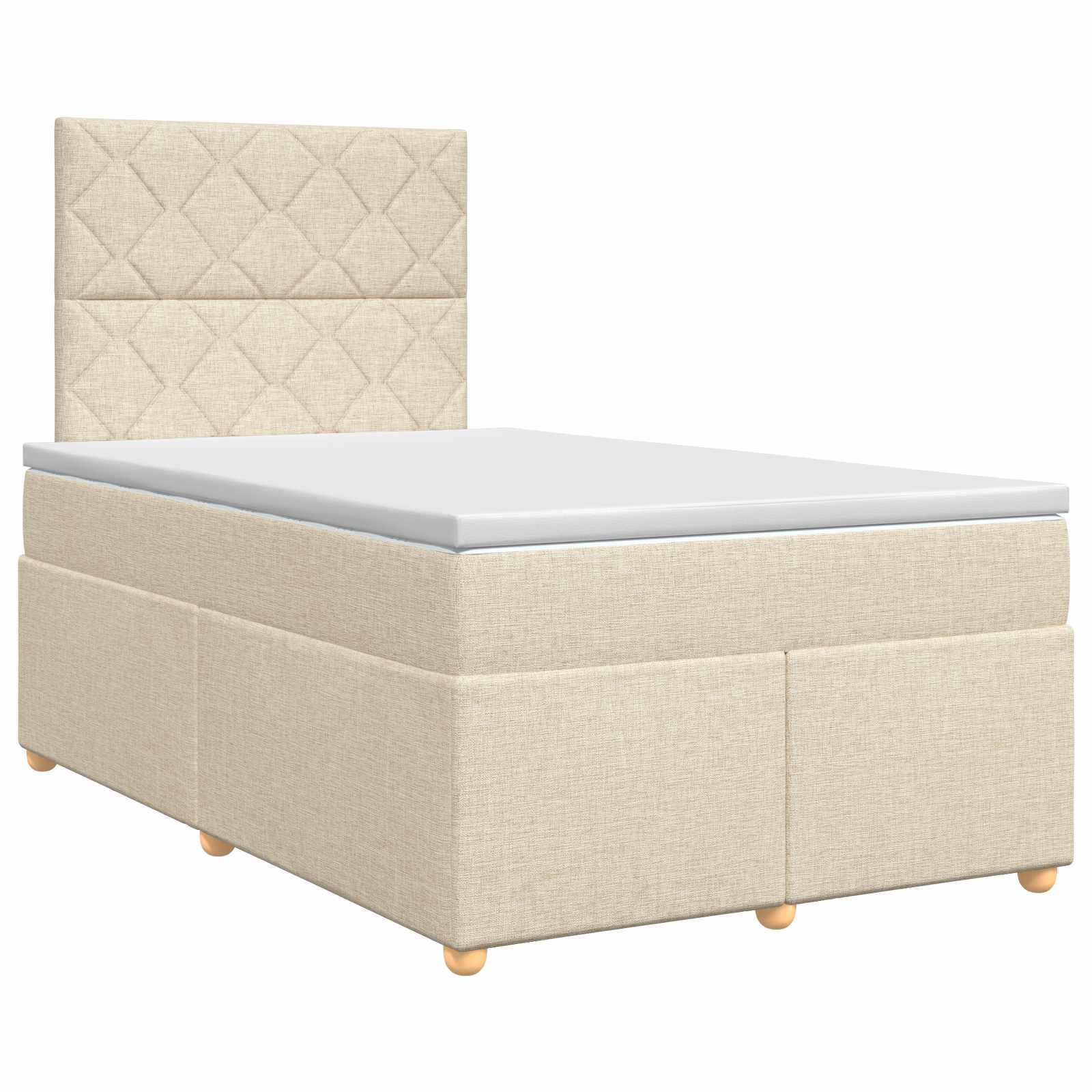 Lit boxspring avec matelas Crème 120 x 190 cm Tissu