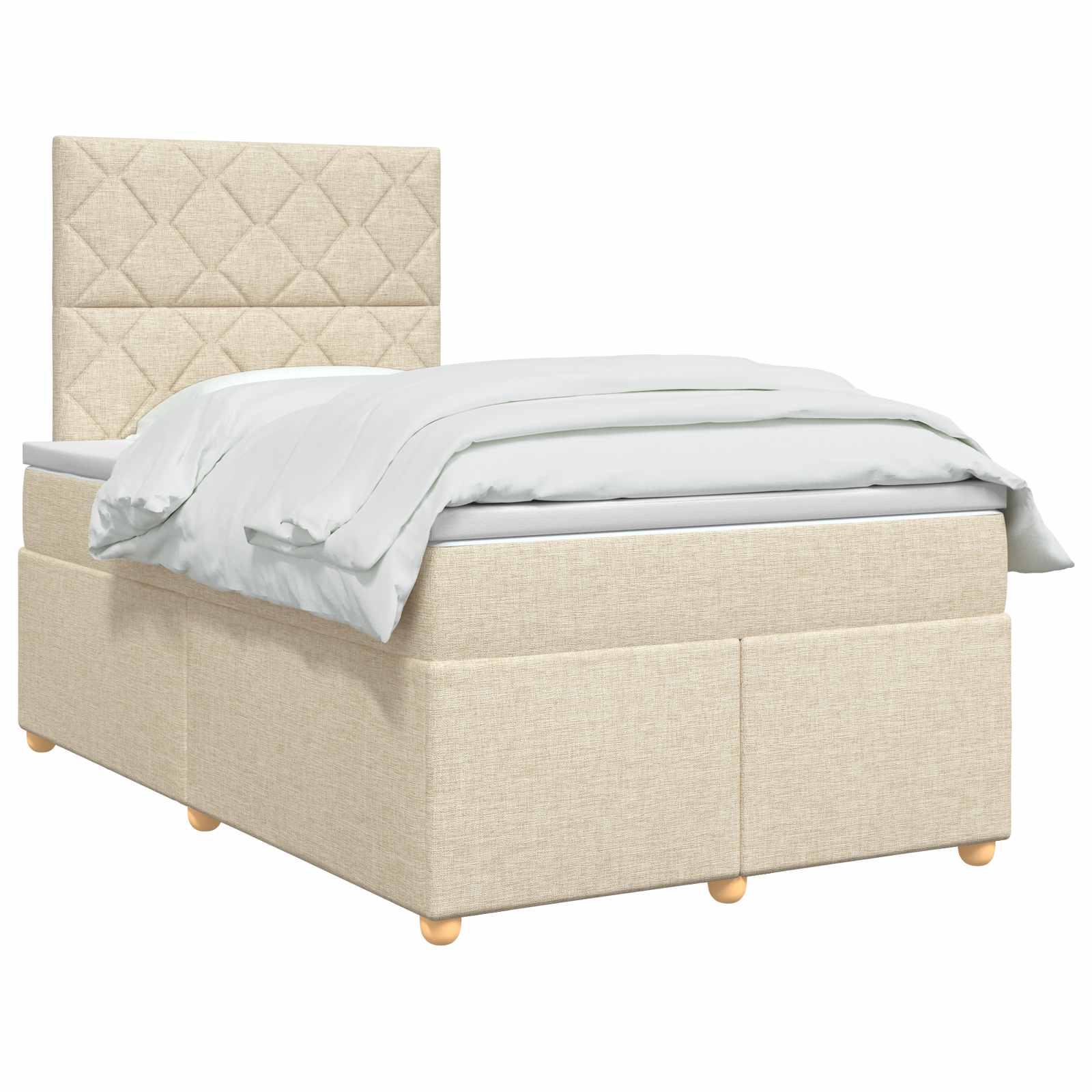 Lit boxspring avec matelas Crème 120 x 190 cm Tissu