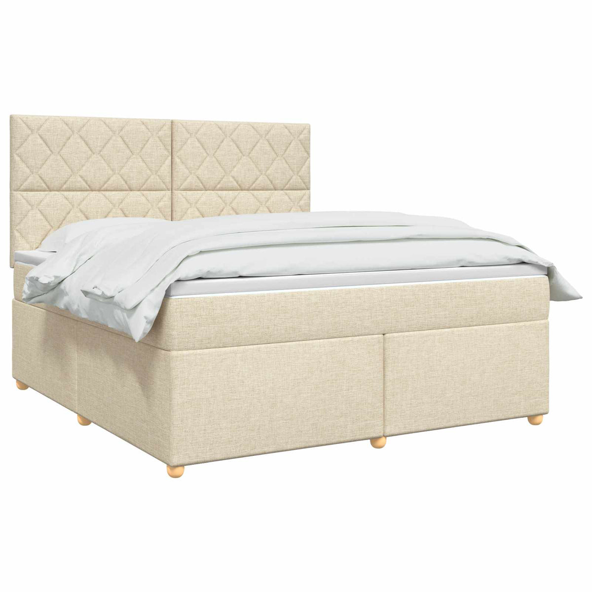 Lit boxspring avec matelas Crème 140 x 190 cm Tissu