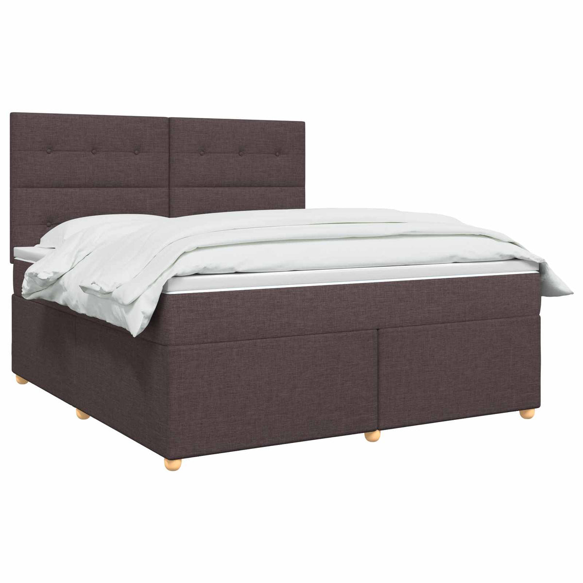 Lit boxspring avec matelas Marron foncé 140 x 200 cm Tissu