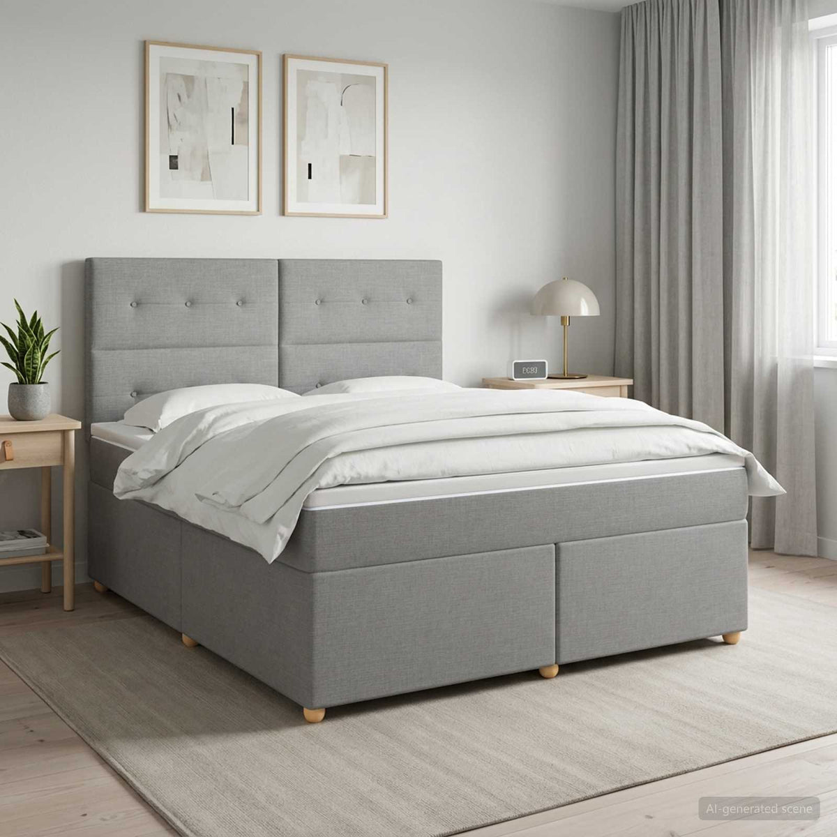 Lit boxspring avec matelas Gris clair 140 x 200 cm Tissu