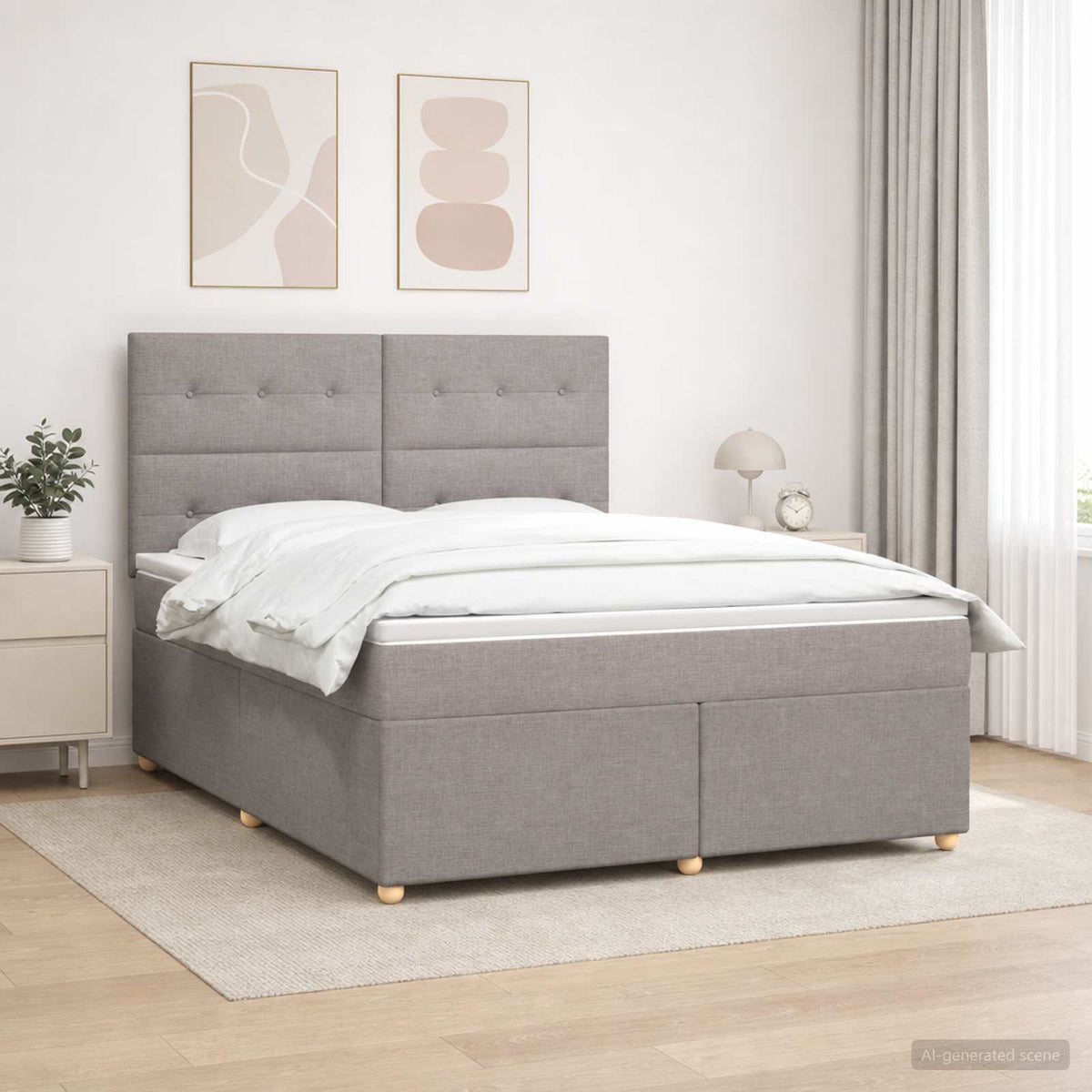 Lit boxspring avec matelas Taupe 140 x 200 cm Tissu