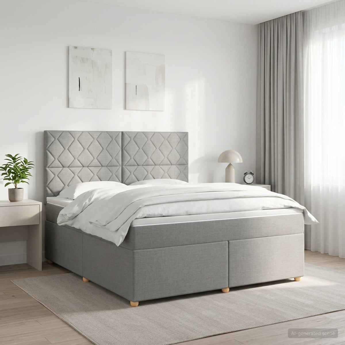 Lit boxspring avec matelas Gris clair 140 x 200 cm Tissu